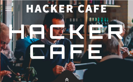 screen capture of hacker cafe site home page