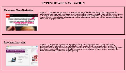 web navigation header